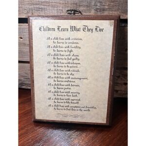 Vintage Handmade Wooden Wall Plaque MCM Dorothy Law Nolte 1954 Poem